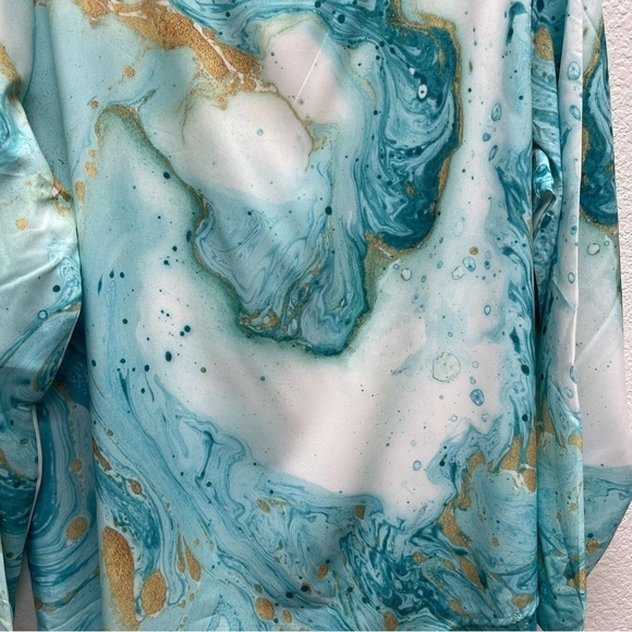 Made with Love Womens XXL Blouse Top Long Sleeve Asymmetrical Hem NWTs Marbled - Picture 7 of 8